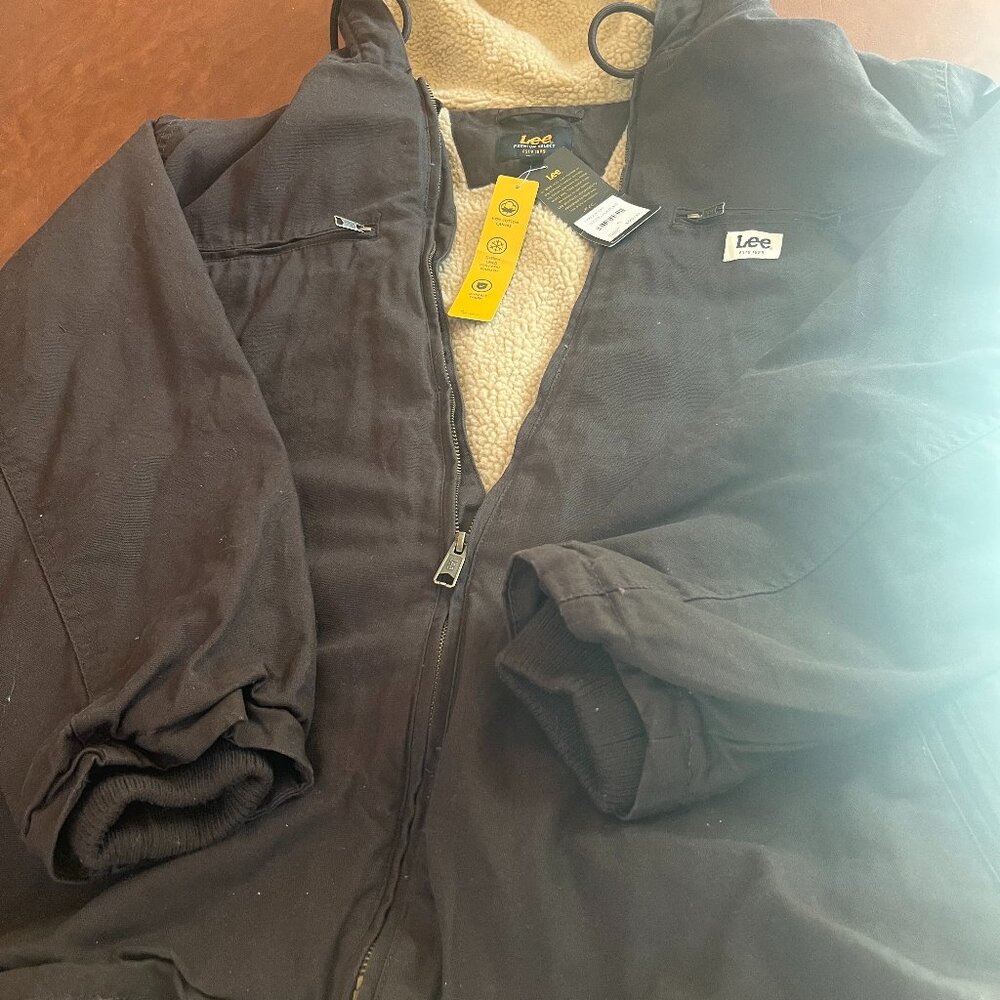 LEE JEANS SHERPA LINED JACKET WITH HOOD NEW WITH TAGS CHOCOLATE MENS XL